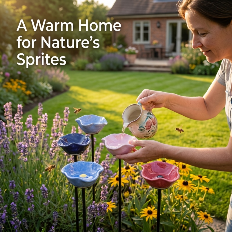five items ceramic feeders sugar feeders for bees made of ceramic material   water feeders handmade ceramic feeding devices suitable for outdoor feeding of bees and butterflies and can   be used for indoor decoration
