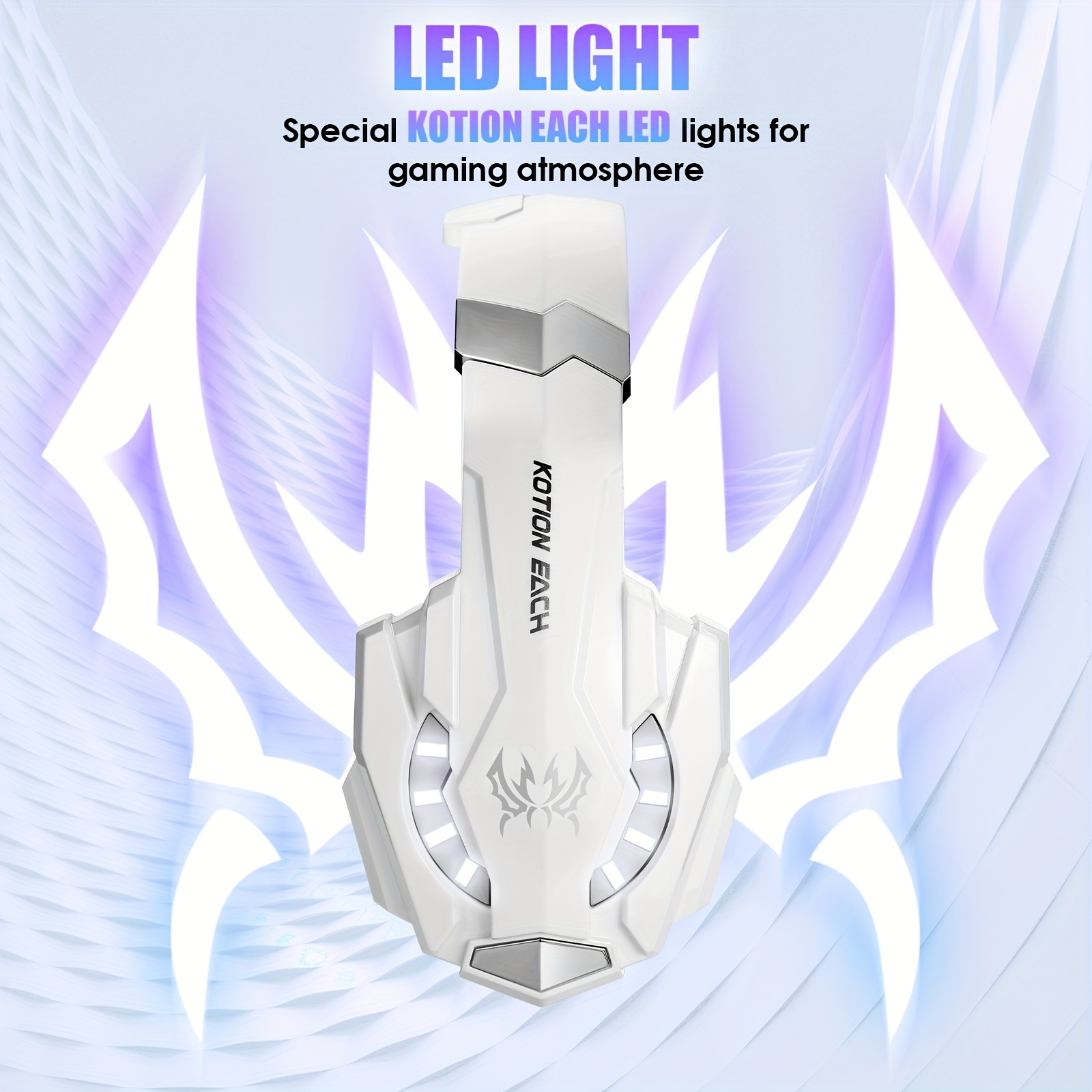  耳罩式游戏耳机，带降噪麦克风、led 灯和软记忆泡棉耳罩 - 环绕立体声适用于 ps5/ps4/ one/switch/pc - 黑色和蓝色设计，游戏耳机 详情 6