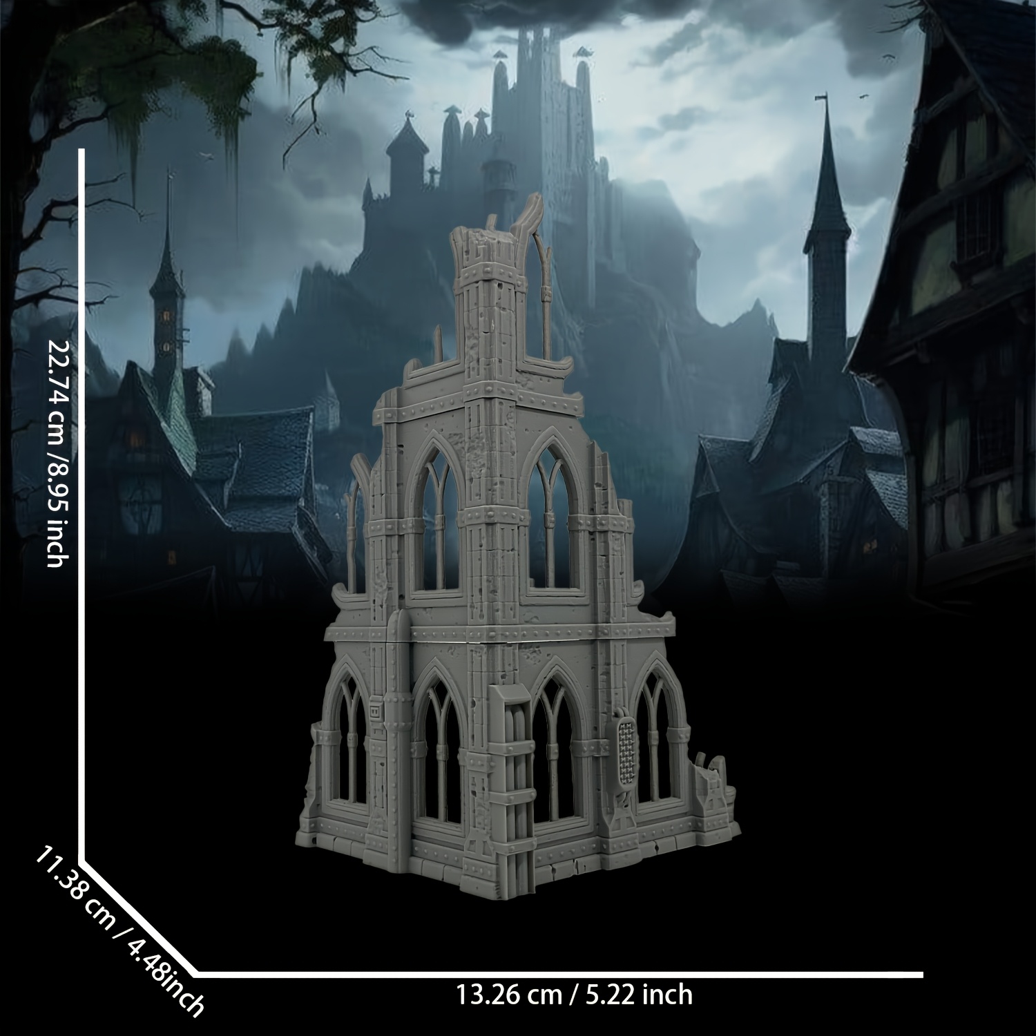 TEMU 1pc, Ttrpg "gothic Ruins" - Dnd Building, Tabletop Rpg Game Ruins, Suitable For Tabletop Game Accessories - For Collection Display Or Game Scene