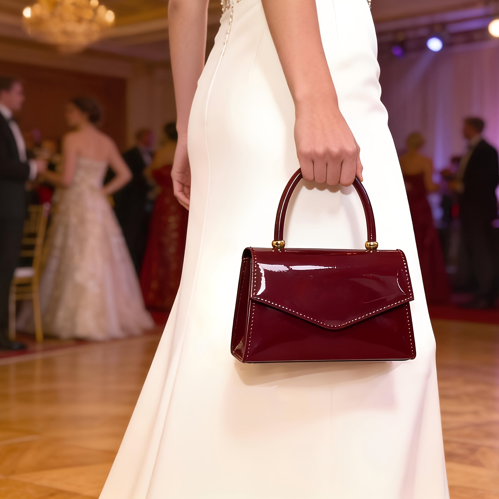 ladies dress carrier vintage elegant handbag metal chain shoulder travel garment bag