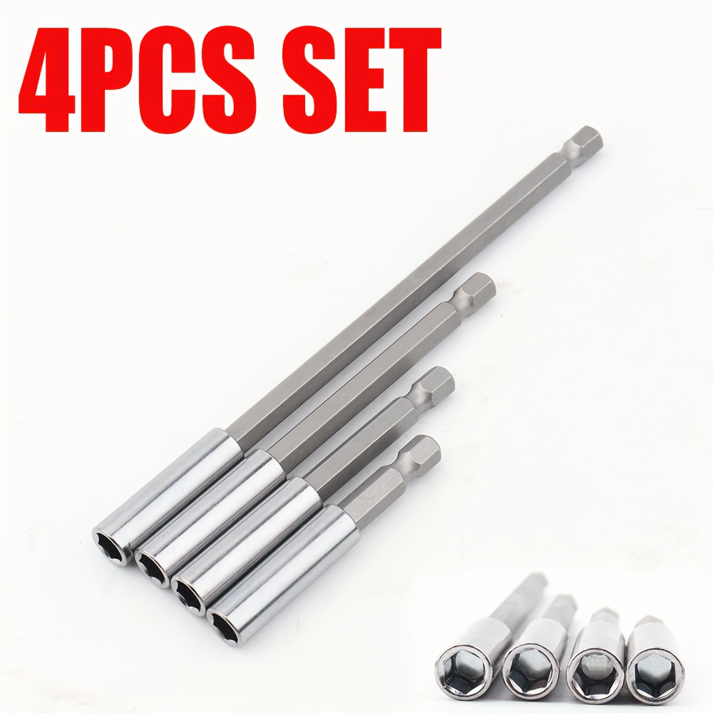 

4pcs Magnetic Hex Extension Bits - Metal, Polished , No Required