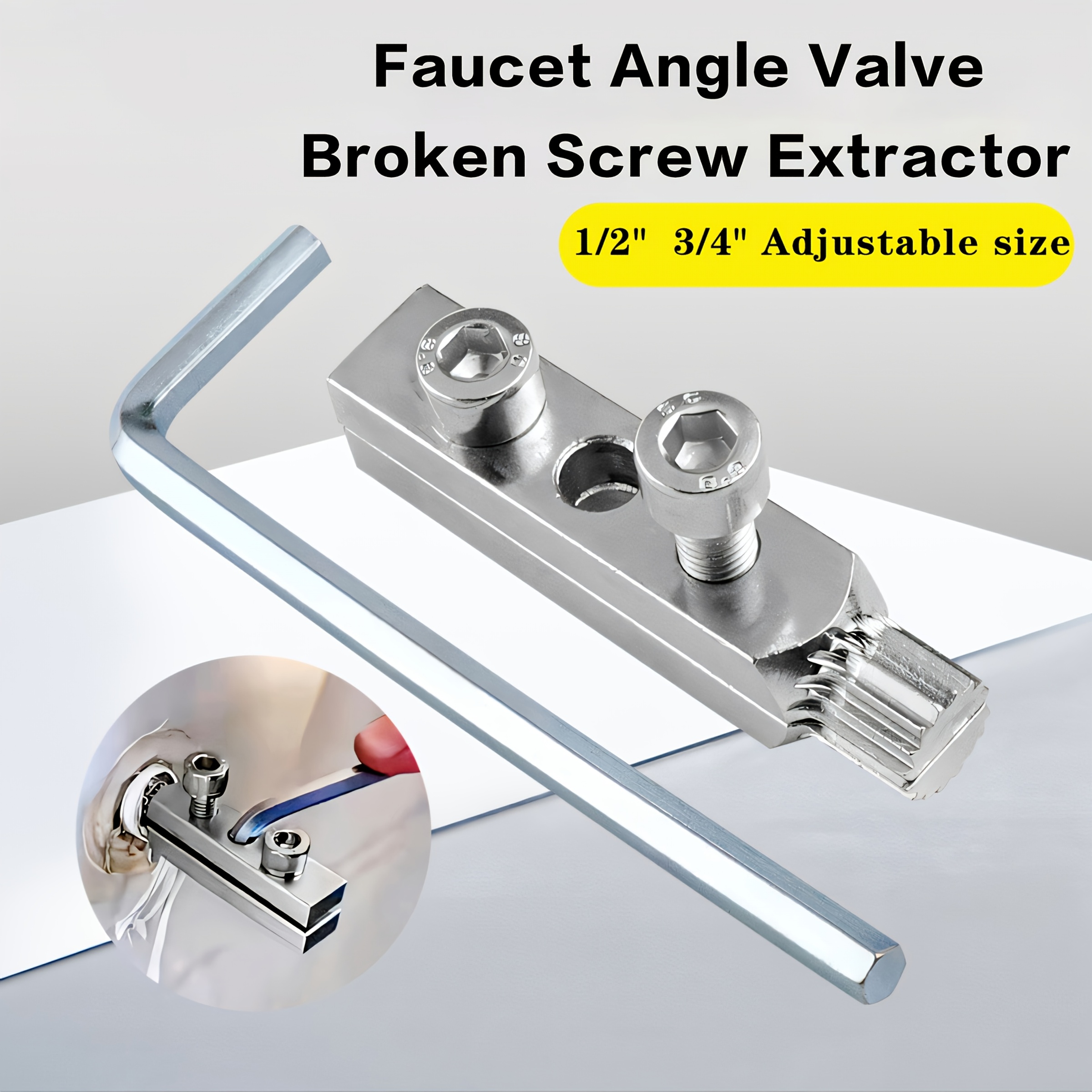 heavy duty metal pipe breaker removal tool set 1pc faucet angle extractor with lock nut design adjustable rod for easy operation no connectors included faucet maintenance locking screw mechanism precision engineering details 2