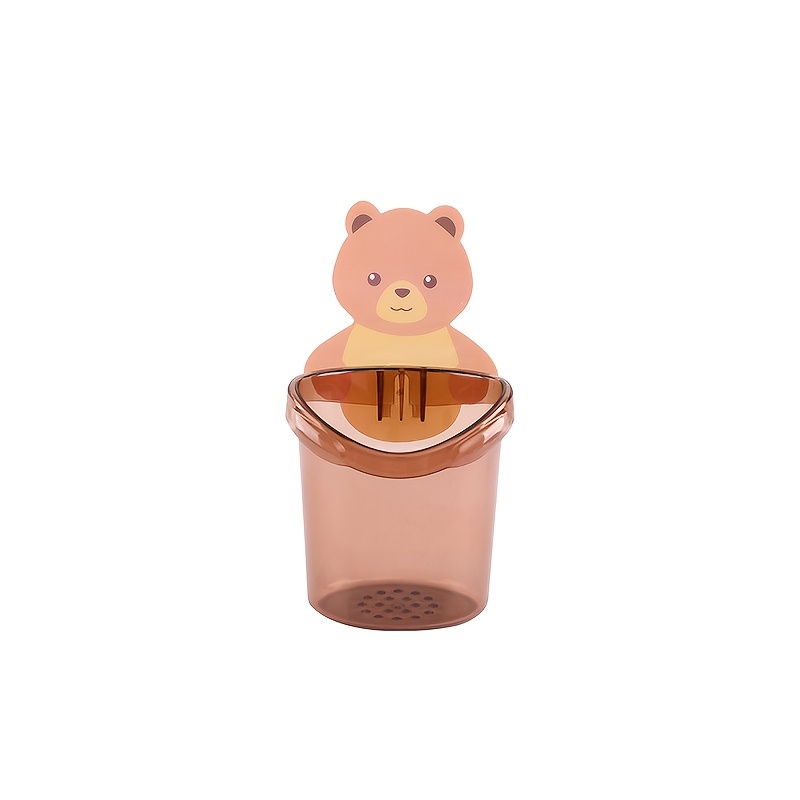 TEMU Wall-mounted Drainage Bear Storage Cup For The Bathroom, A No-drill Organizer For Toothpaste And Toothbrushes, Perfect For Keeping Your Bathroom Tidy