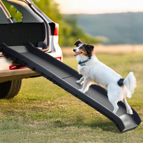 yardbliss folding dog ramp for easy pet access with anti slip tape 61 in portable reliable pet ramp for large dogs with safe raised sides stairs step for suv truck 150lbs load capacity