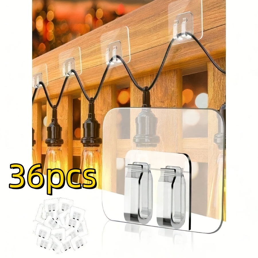 TEMU A Pack Of Outdoor String Light Hooks With Adhesive Tape, Waterproof And Uv-resistant. Suitable For Holiday, Courtyard, Garden, And Balcony