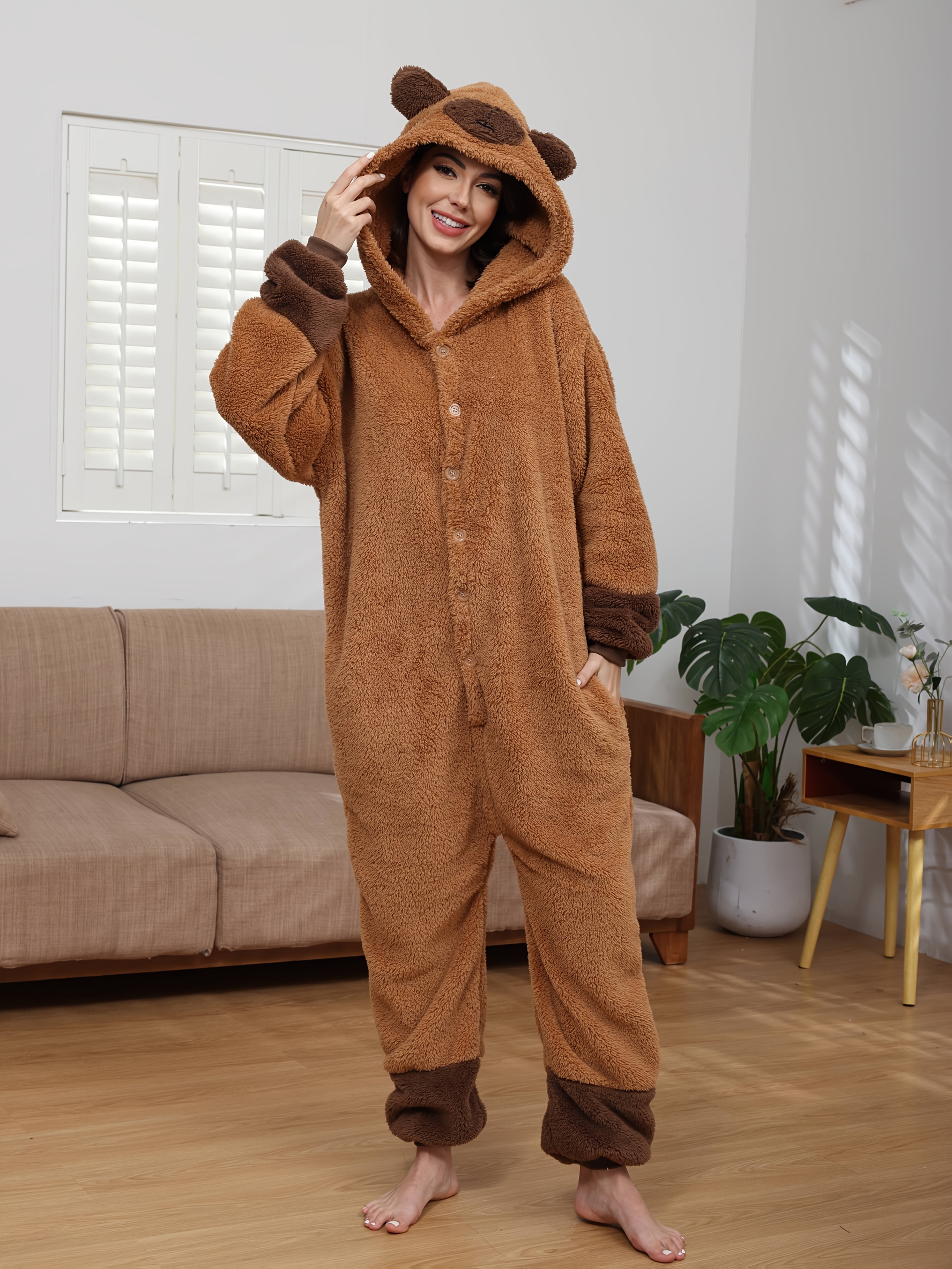 Capybara-vormige onesie voor volwassenen, draagbare capibara-deken met