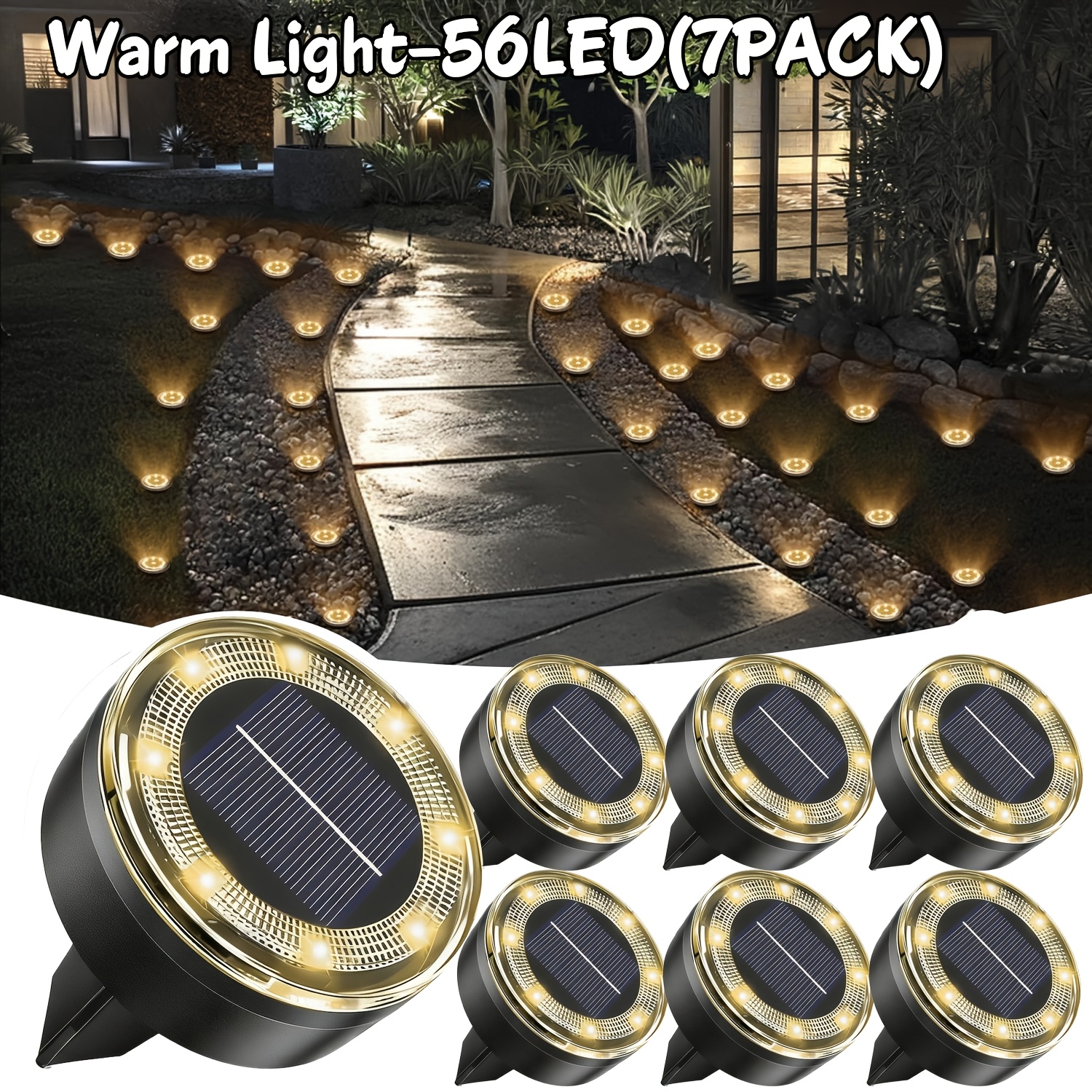 E-shop 56LED 40LED Solar Bodenleuchte, IP44 Solar Bodenleuchte, Verbesserte LED Flächenbeleuchtung, Geeignet für Außenbereiche, Gänge, Gehwege, Gärten,