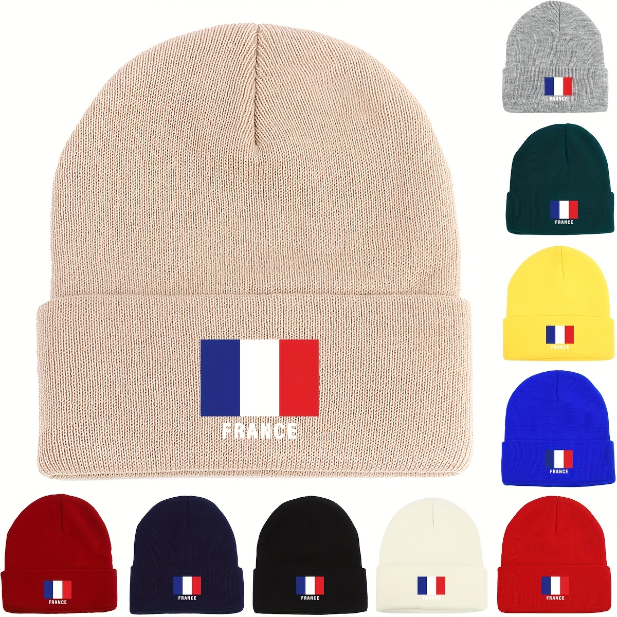 

Bonnet Chaud et Élégant avec Français pour - Bonnet en Acrylique , Design à Élastique en Plusieurs Couleurs, pour & l'Hiver
