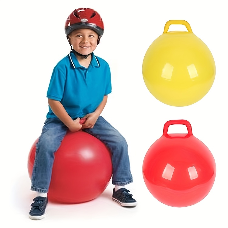 PVC Bounce Balls with Handles, 18-Inch Durable Jumping Sports Ball, Multi-Color Set, with Outdoor Games, School Activities, and Holiday Gifts for Ages 3-12