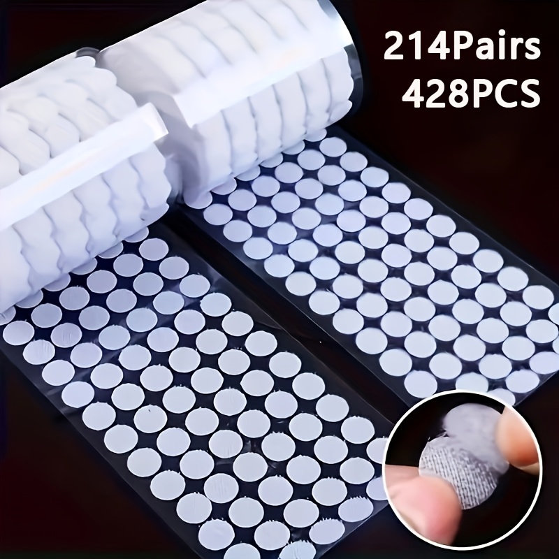TEMU Self Adhesive Dots, Strong Adhesive 428pcs (214 Pairs) 0.59" Diameter Sticky Back Nylon Dots, Hook & Loop Dots With Sticky Glue Tapes, Very