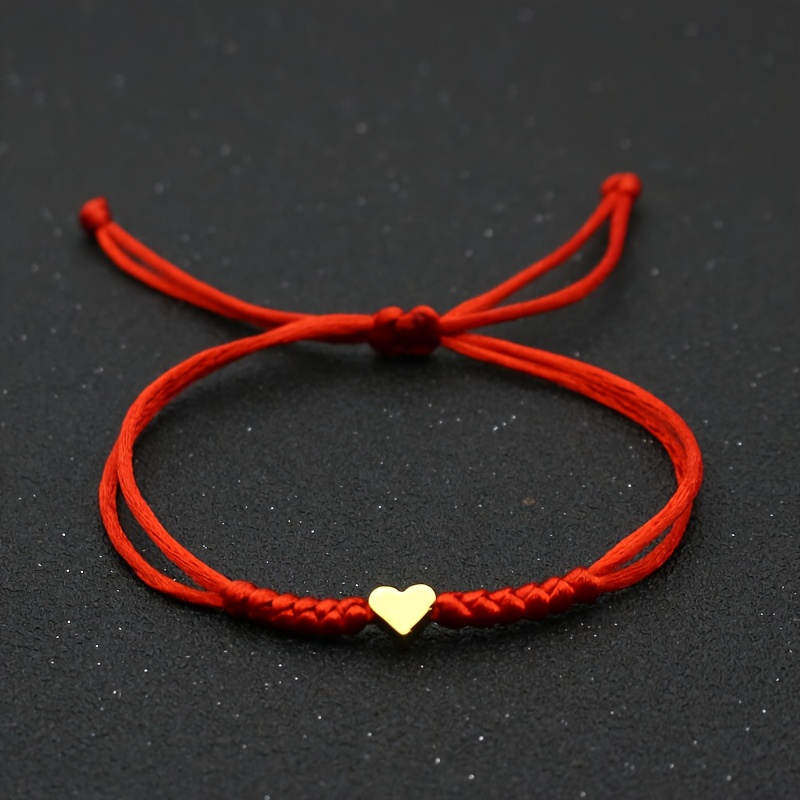 

Festive Heart-shaped Braided Bracelet - Perfect For Valentine's Day Or Weddings - Adjustable Size - Handmade With Polyester Fiber