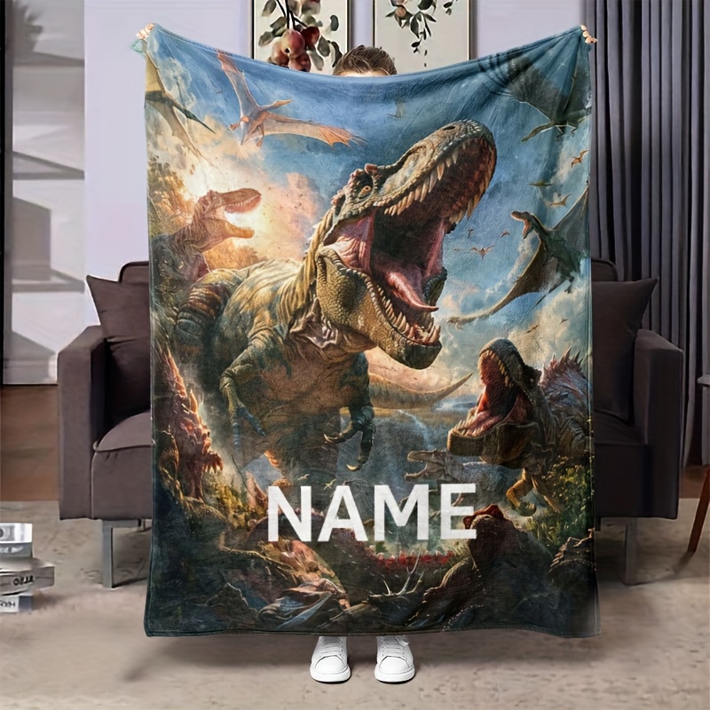 

Custom Name Dinosaur War Blanket - Queen Size Bed