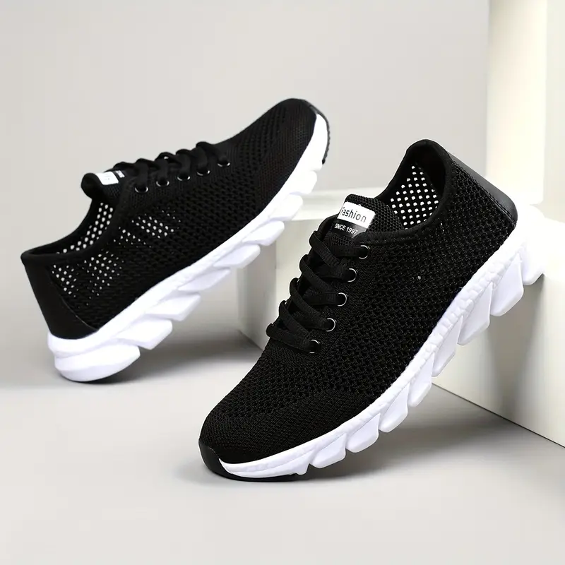 Women's Breathable Mesh Sneakers, All-Season Low Top Lace-Up Shoes with Plain Toe, EVA Upper & Sole, Fabric Inner & Insole - Comfortable Athletic Footwear, High Top Sneakers