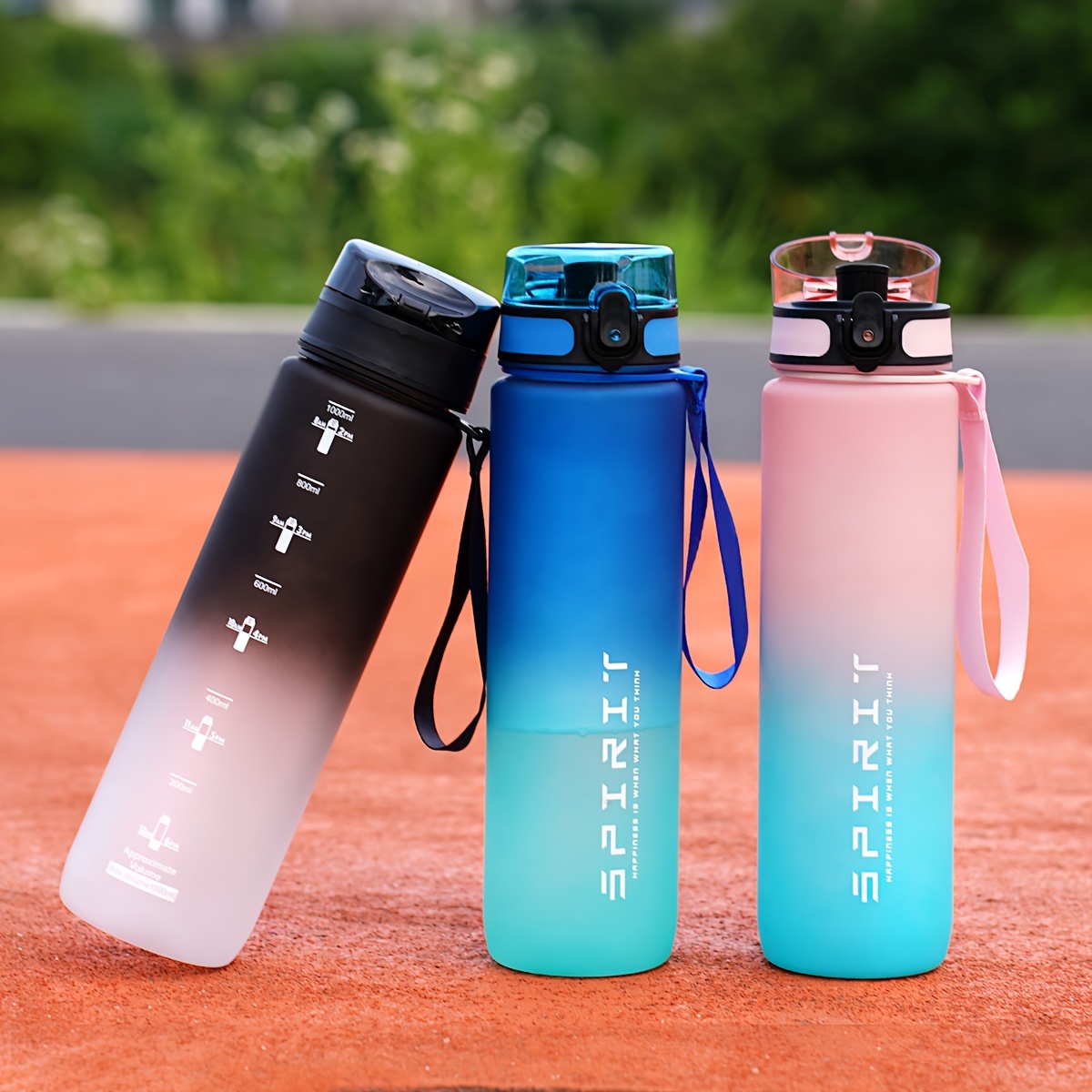 1pc Gradient Color Water Bottle With Straw Lid, Leakproof Sports Flask, Portable With Carry Loop, Insulated For Hot/Cold Beverages, Gym/Outdoor/Travel Use