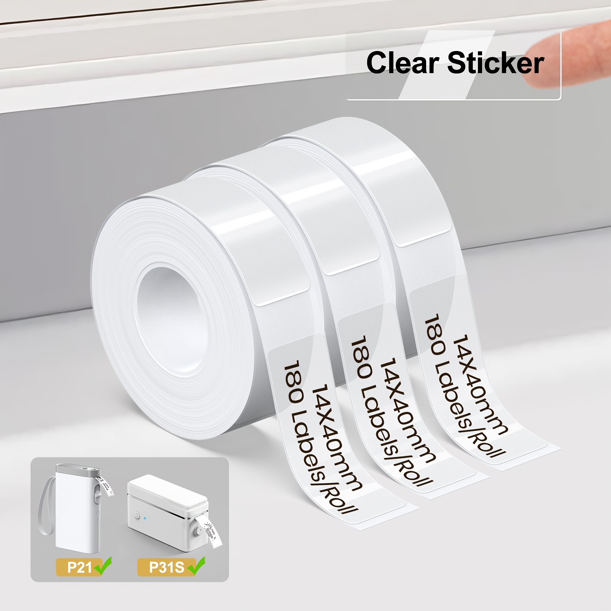 

Label , Paper, Standard Laminated Labeling Replacement, Compatible With Portable Label Maker, Transparent, 180 Labels/roll, 3 Rolls