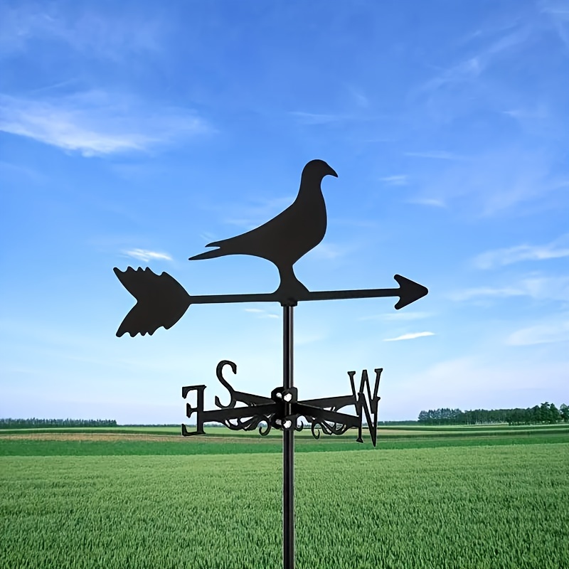 

New Metal Weather Vane: Stand-alone Garden Decoration For Roofs, Courtyards, And Fences - Bird Theme, Iron Material