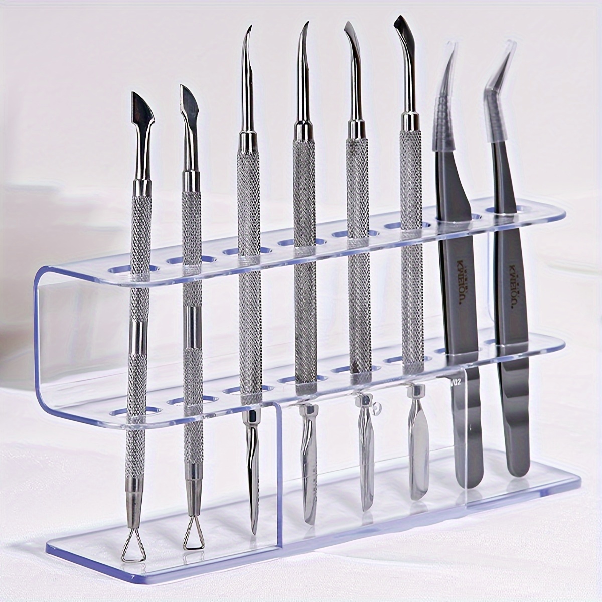 

Professional Acrylic Tweezers Organizer Stand, Transparent Multi-slot Tools Holder, Unscented, Durable Lab Instrument Rack For Precision Work