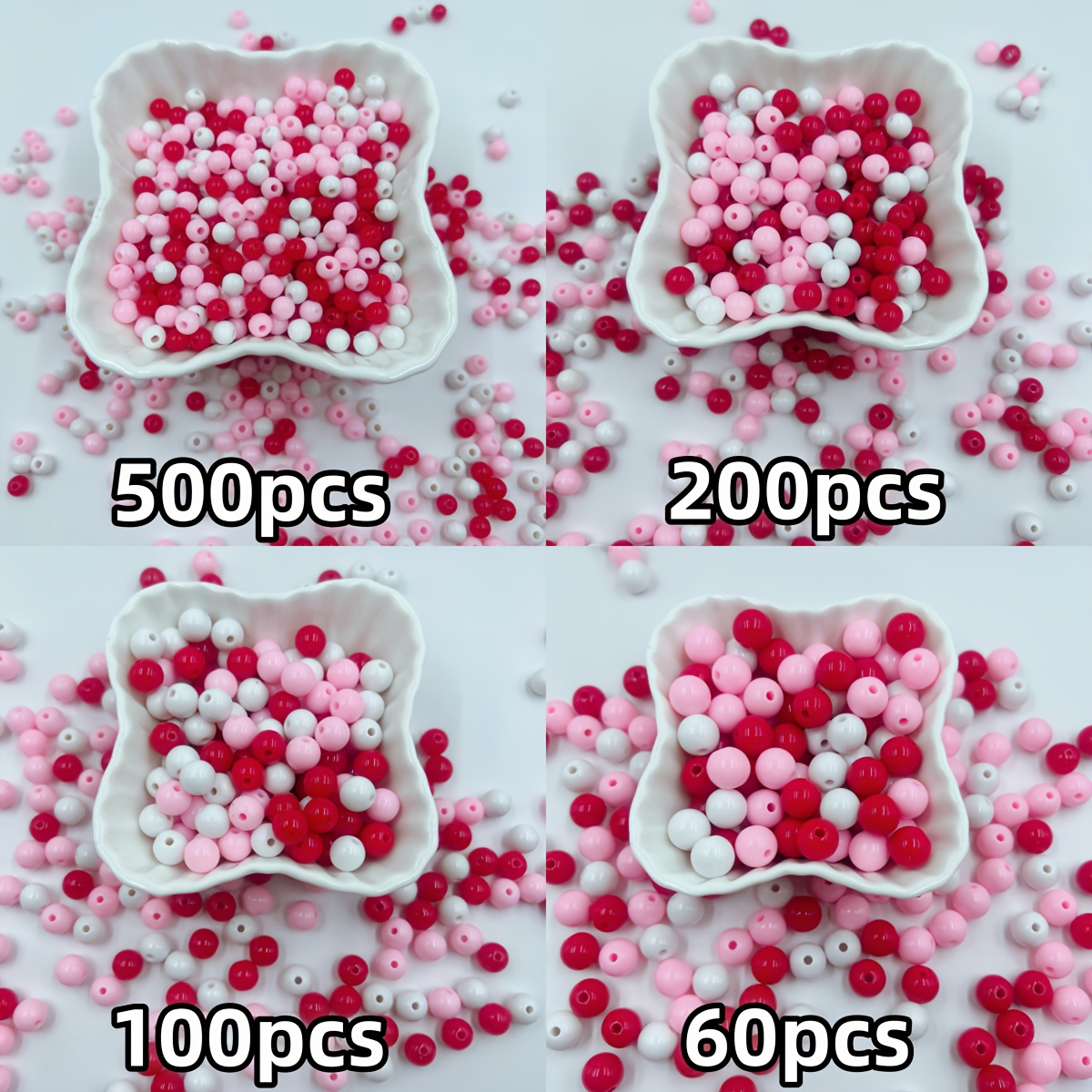 LIMAOLLY Runde Perlen Mit Loch, 60 G, Gemischt, 3–10 Mm, Lose Satin