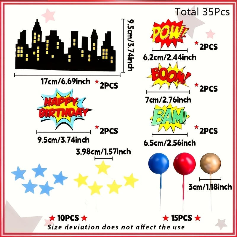 Image of Laventy Superhero Birthday Cake Decoration Superhero Party Favors Cupcake Cake Decoration Superhero Cake Decoration Superhero Birthday Party