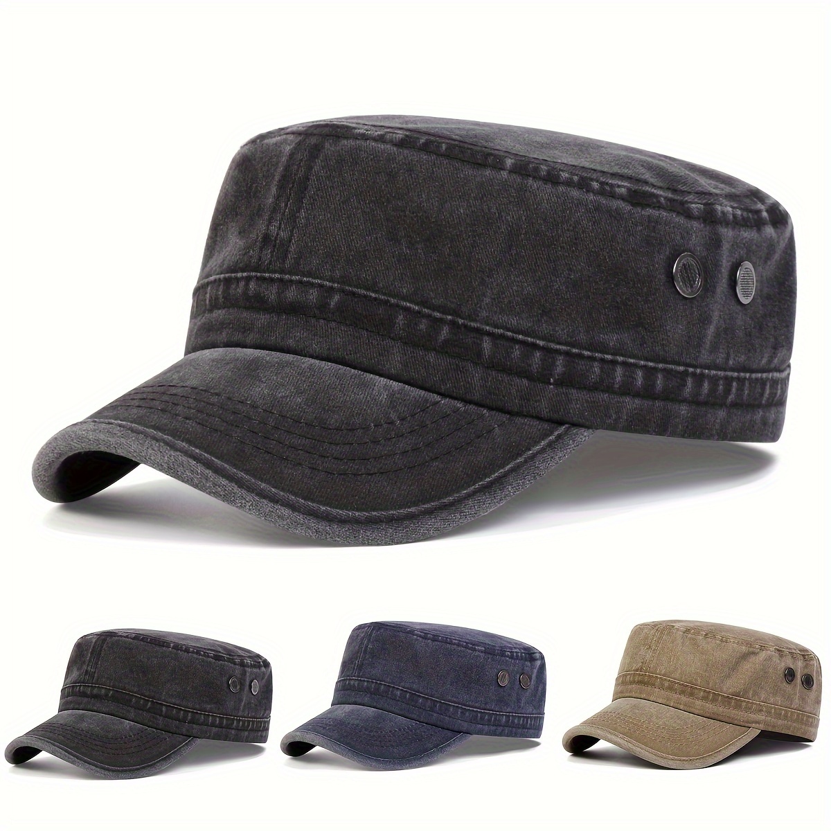 

1pc Solid Color Washed Baseball Cap Simple Sun Protection Flat Top Hat Spring And Autumn For Women