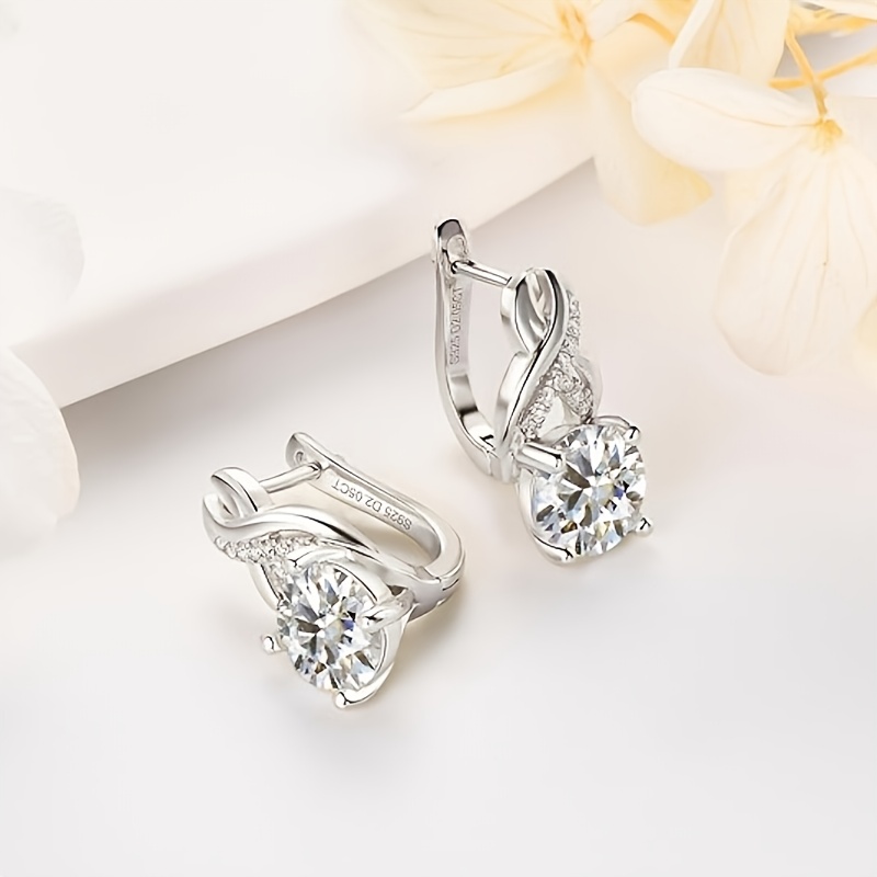 925   moissanite ring earrings in ear earrings   round cut 925 pure silver earrings lady earrings mothers day gift anniversary gift Product details 4