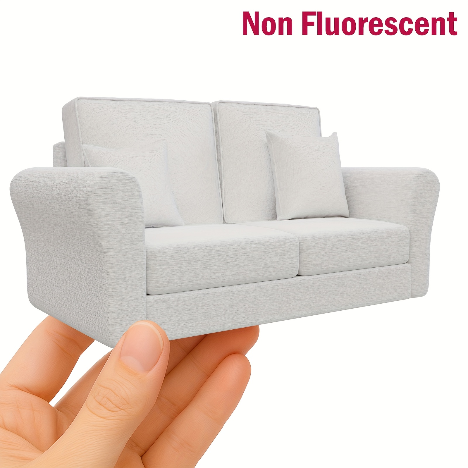 dollhouse couch 1 18 scale miniature sofa white 2 seater doll couch chair with soft cushion realistic textured fabric compact space saving design for dollhouses collectors kids miniature dollhouse furniture collectible item detailed  