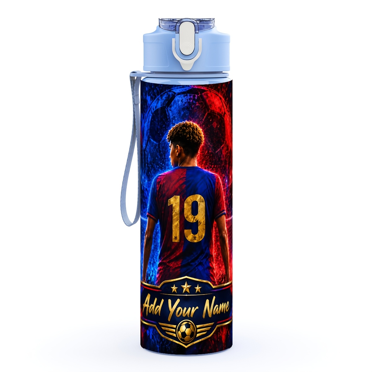 TEMU 1pc Personalized, 750ml Plastic Sports Water Bottle - Soccer Player - Multiple Colors, Daily Practical - Easy-clean Mouth, Transparent Open Lid,
