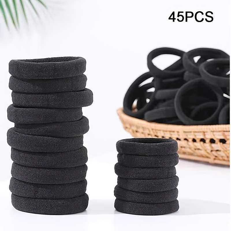 45pcs Black Headbands, Hair Ties, And Scrunchies For Daily Use And