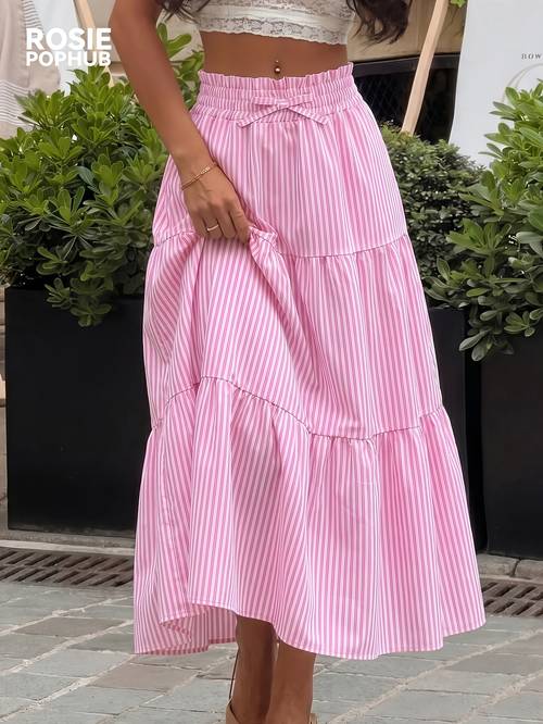 clothing 2026 new summer skirt striped long dress girls skirt fashion long dress versatile girly skirt for teenager for teenager