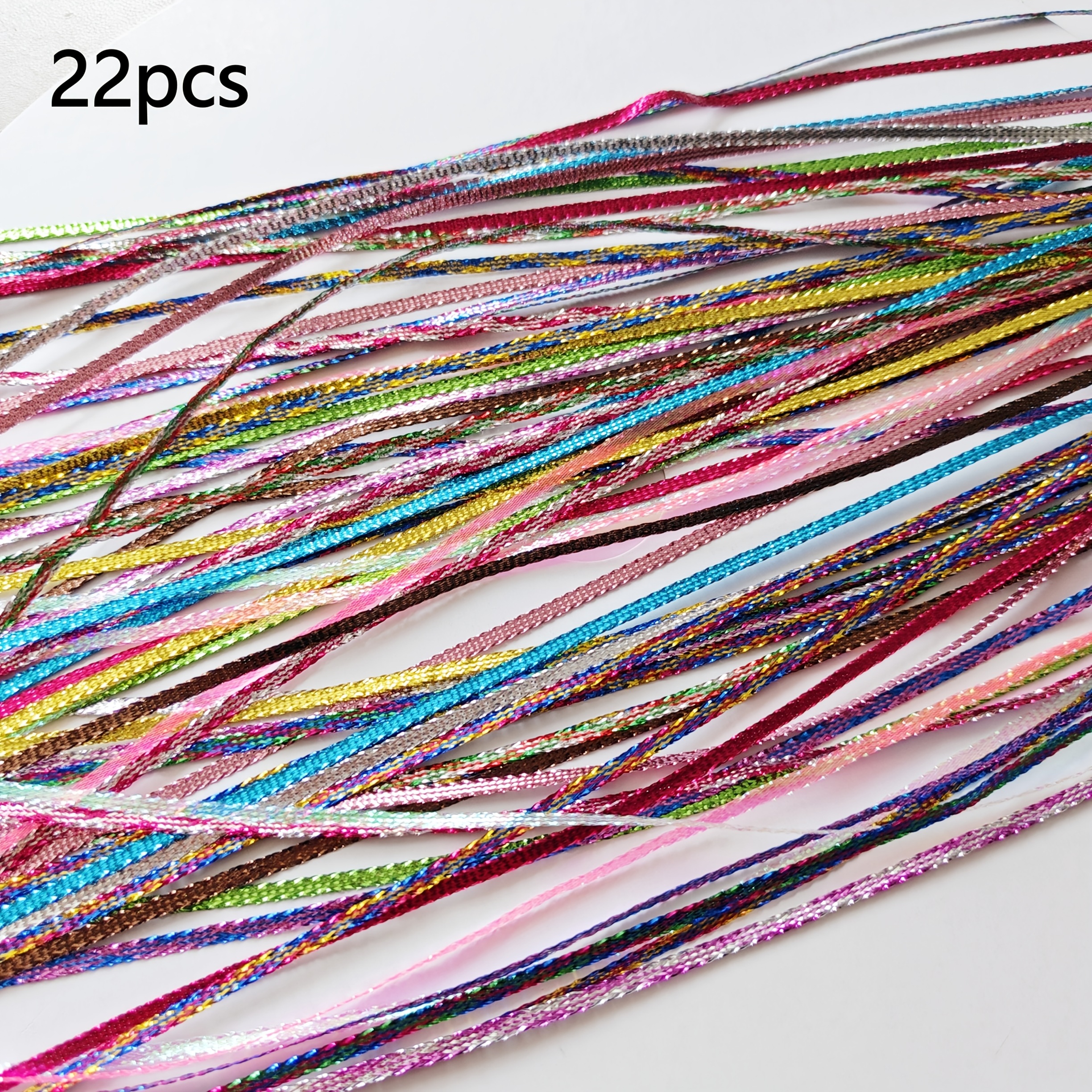 Image of 22pcs Colorful Thin Ribbons, Suitable For Gift Wrapping, Handmade Bows, Clothing Decoration Additions, Colorful Braided Hair Cords, And Hair Tie Decorative Ribbons