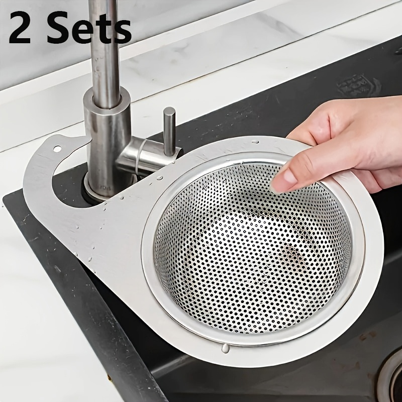 2pcs Stainless Steel Sink Strainer Set - Detachable Gooseneck Drain Rack with Perforated Mesh,   Design for  , Compact & Durable Material, Rust-Resistant Kitchen Sink Tool