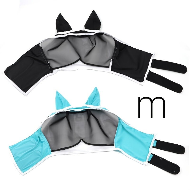 2pcs Horse Fly Mask With Ears, Breathable Mesh Uv Protection Horse Mask, Anti-insect Face Cover For Horses, Adjustable Design