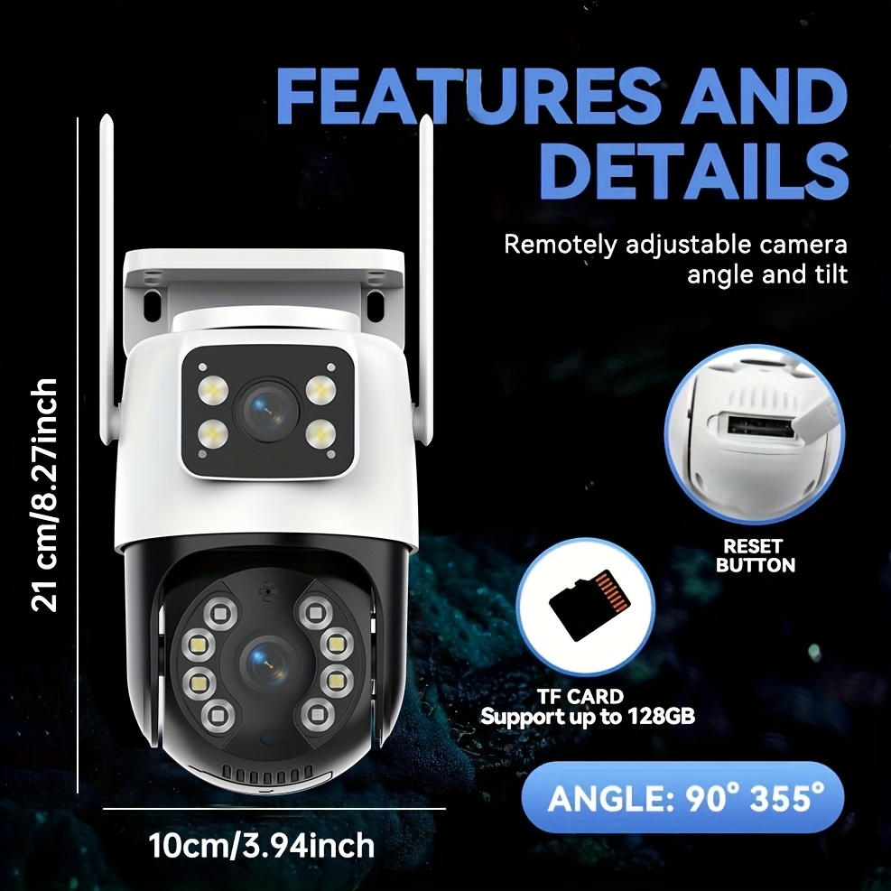 dual lens indoor outdoor security camera design color night office security monitoring baby elderly pet care camera details 2