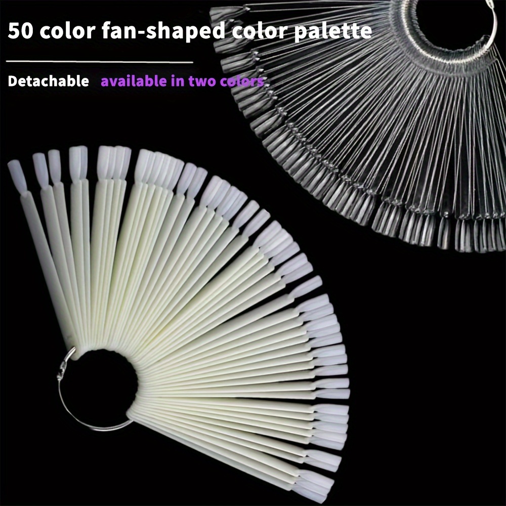 

100pcs Fan-shaped Set, Detachable Nail Salon Color Sample Cards, Natural Transparent Options, Practice Display Board For Color , Unscented