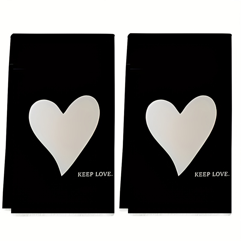 TEMU 2pcs Set, White Heart-shaped Kitchen Towels, Tea Towels, Kitchen And Bathroom Decor 16 X 24 Inches, Cleaning Cloths, Machine Washable, Reusable,