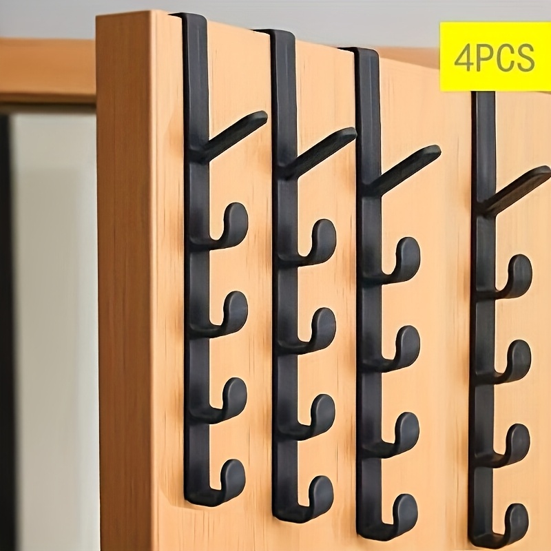 E-shop 4-teiliges Set, 5 Haken Türhaken Rückentaschen-Organizer, Aufbewahrungsorganizer für Zuhause Badezimmer - für Badezimmer, Schlafzimmer, Schrank,
