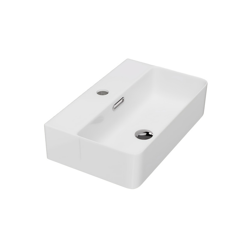 Image of Deervalley Wall-mounted Basin, Wall-hung Bathroom Sink, Rectangular Wash Basin With Overflow And Storage Area, Small Hand Wash Basin, Space- Sink For Guest Wc, , And Small Bathroom, 46 X 30.5cm