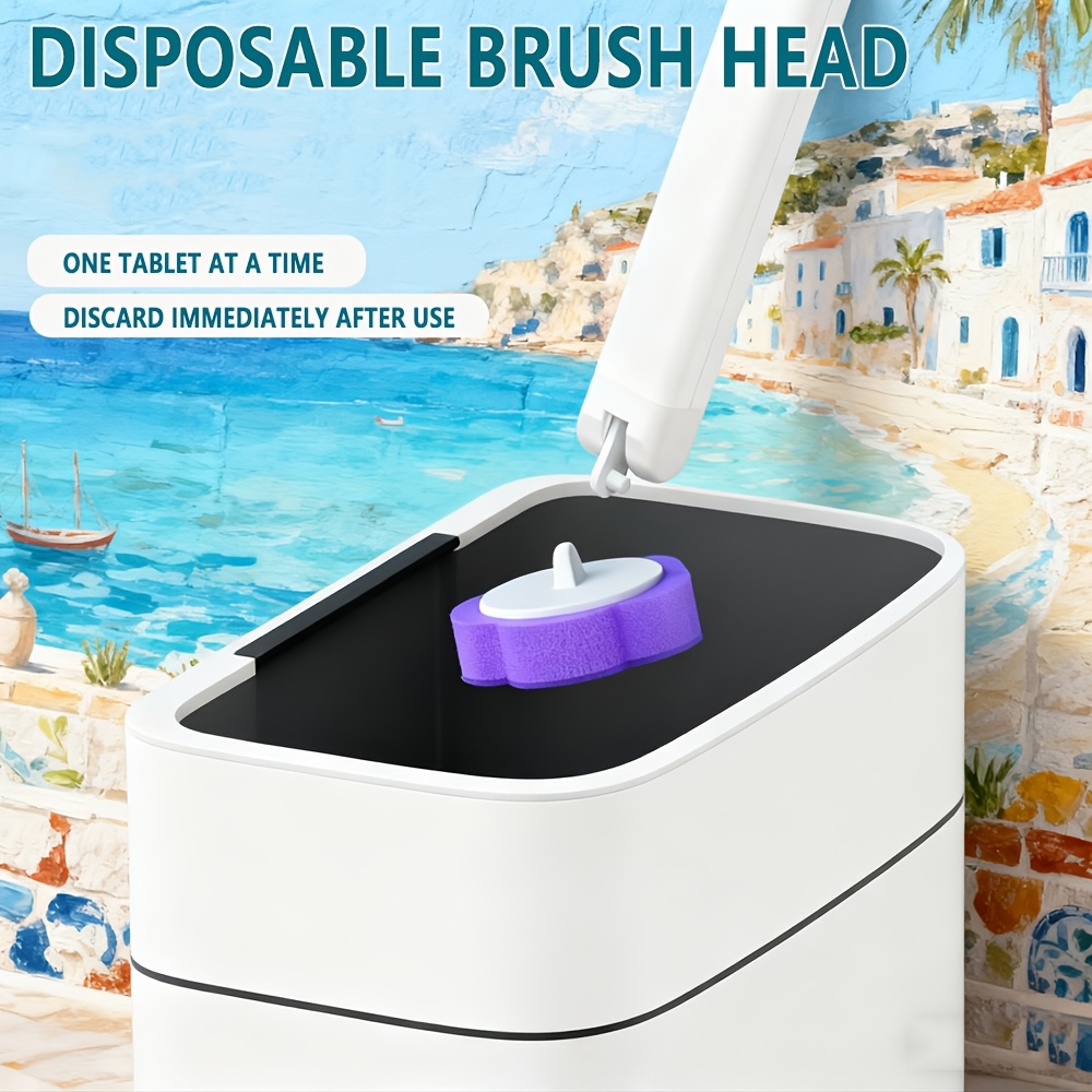 disposable toilet brush with replaceable heads modern plastic toilet and detail crevice scrubbing brush set suitable for cleaning toilet corners window   door tracks and keyboards Product details 3
