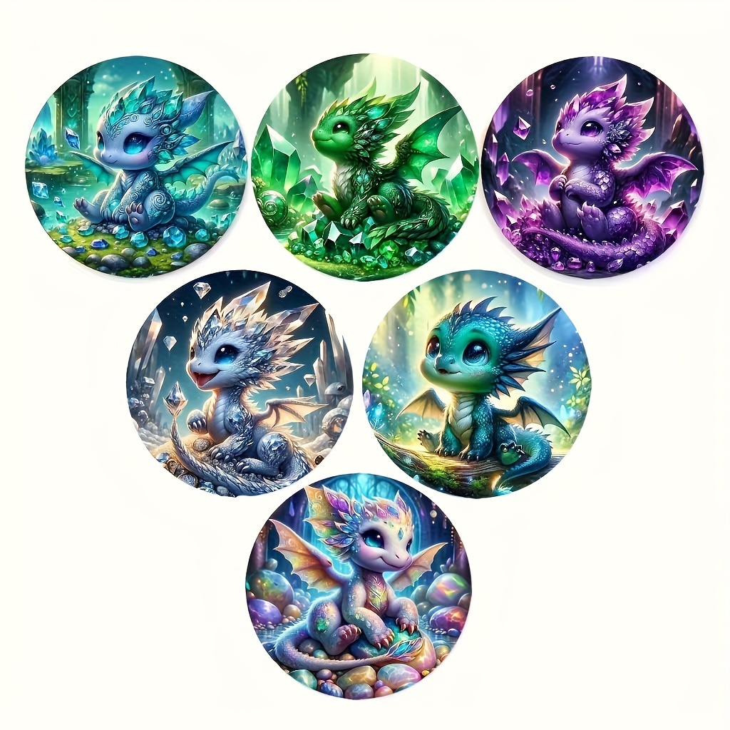 

6-piece Dragon Design Coaster Set - Heat-resistant, Non-slip Drink Mats For Dining & Decor - Perfect Christmas Gift Idea