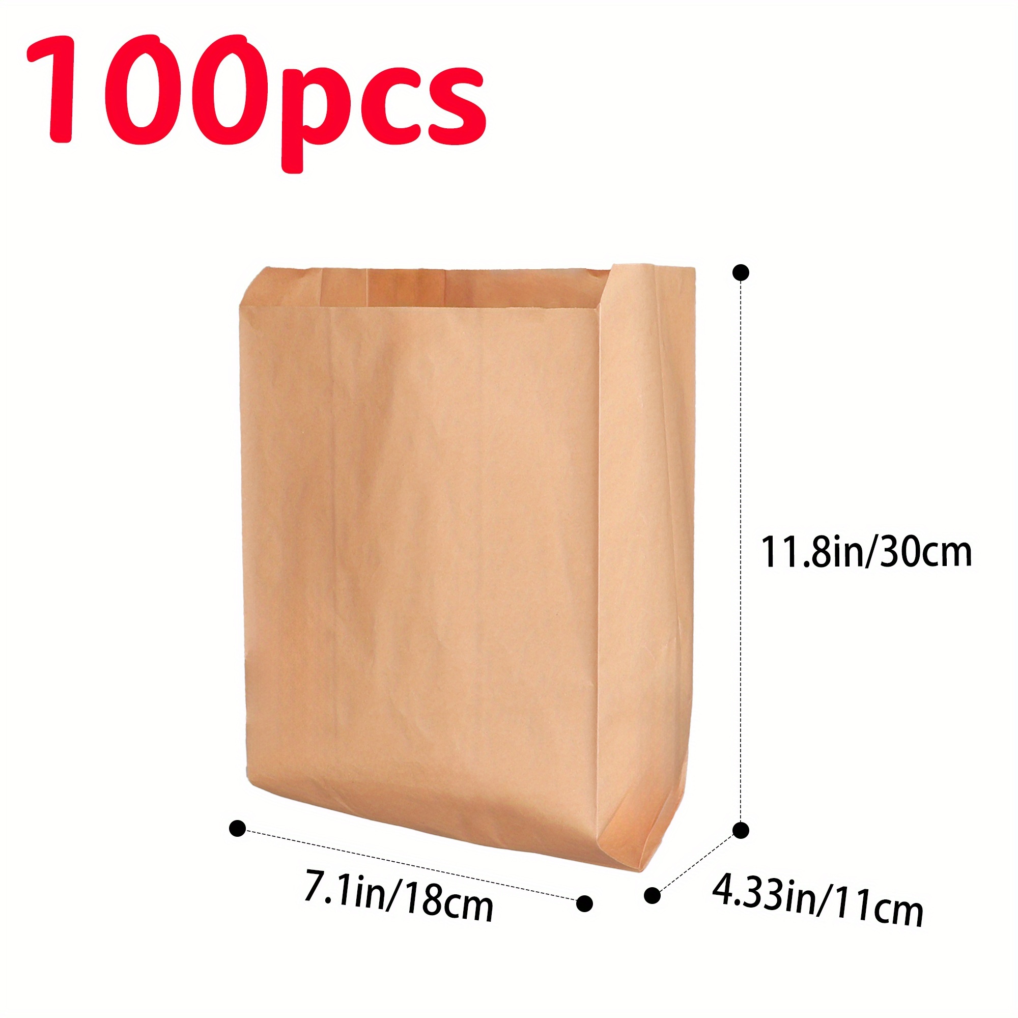 TEMU 50/100pcs Medium/large Paper Bags, Brown Wine Bags, Takeaway Bags, Suitable For Wine, Groceries, Restaurants, Retail, Office Supplies Storage, ,