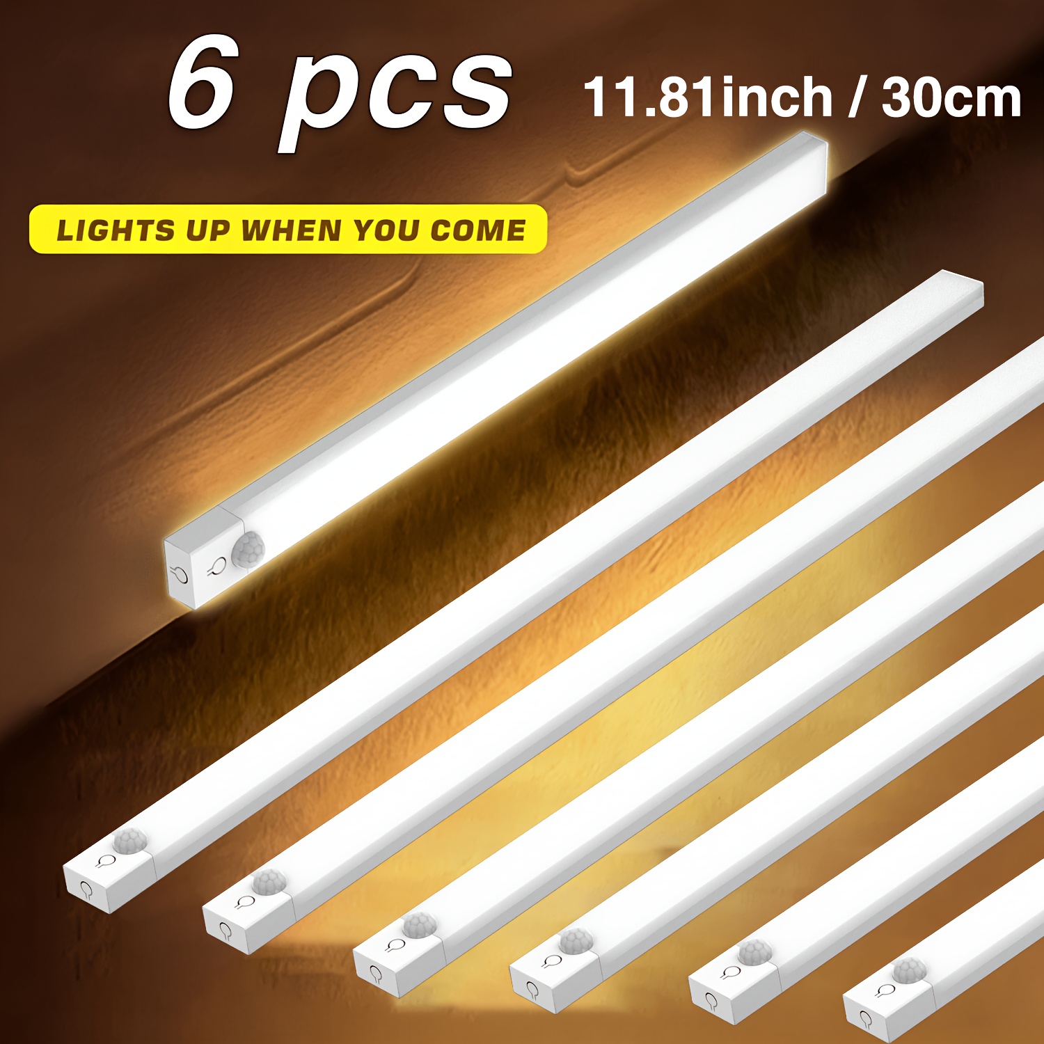 TEMU Lampe LED à détecteur de mouvement avec 3 températures, infinie, capteur humain à 360°, veilleuse rechargeable USB, éclairage électronique pour