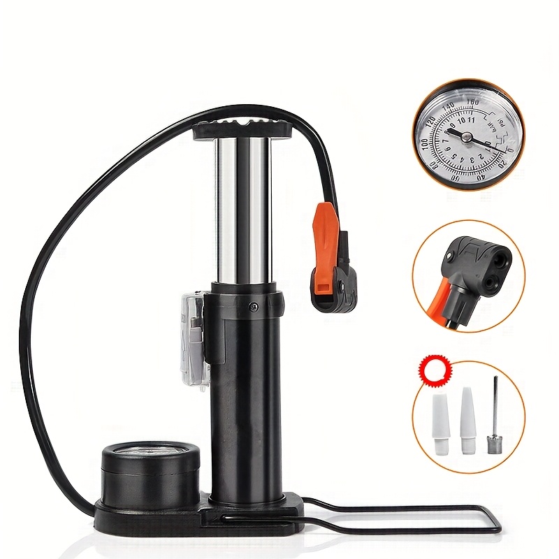 Image of Bicycle Electric Bike Pump Foot Pump High Pressure Pump Aluminum Alloy With Multiple Nozzles