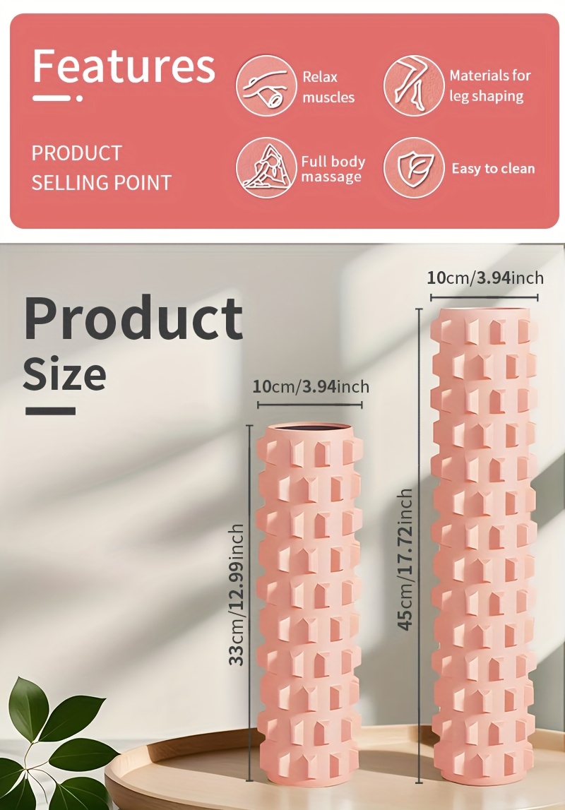 A Set of 2 Large High-Density Foam Rollers That Effectively Assist in Body Shaping, Made of EVA Material, Featuring a 3D Wolf Tooth Design for Yoga, Suitable for Home Fitness Relaxation, Gym Massage, And Office Sitting Relief