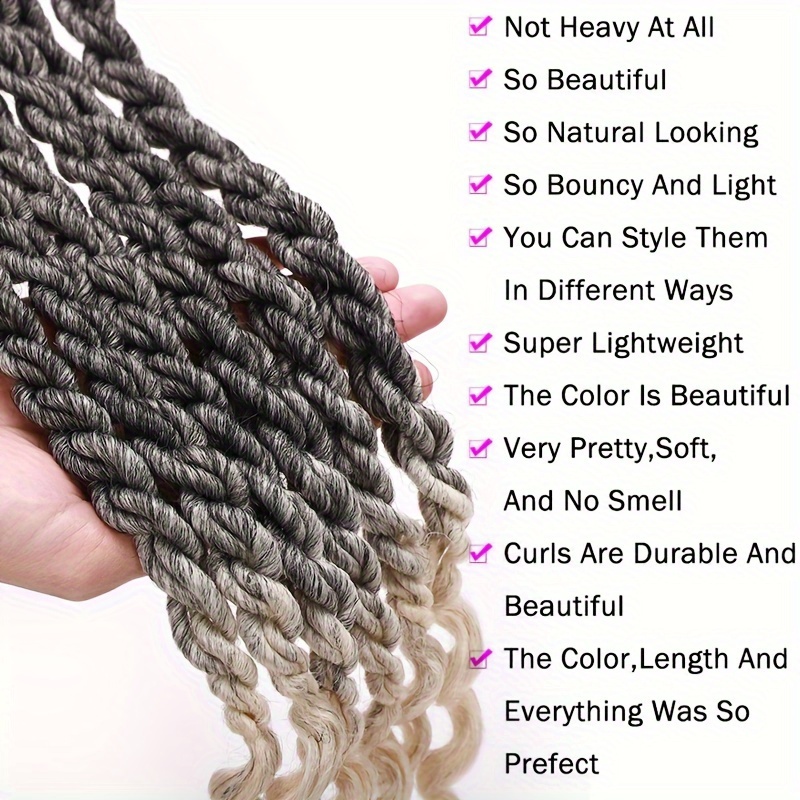 3packs goddess box braids crochet hair 20 inch 16 inch solid ombre boho crochet twist braids   locs with curly ends dreadlocks 24 strands   for   bohomian box braids crochet   locks hair extensions soft re looped details 8