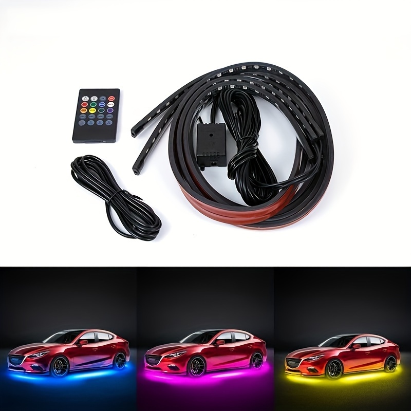 TEMU A Set Of 4 Car Led Chassis Lights Featuring Rgb Colors That To Sound, Designed To Enhance The Ambiance Of Pickup Trucks With Decorative Light