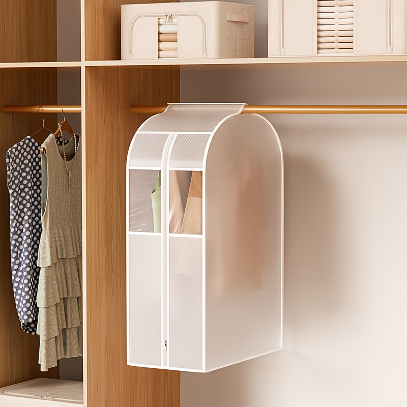 TEMU 1 Sac de Vêtements Transparent avec Fermeture Éclair, Étui de Léger pour Vêtements Suspendus, Idéal pour Chambres, Bureaux, et Dortoirs,
