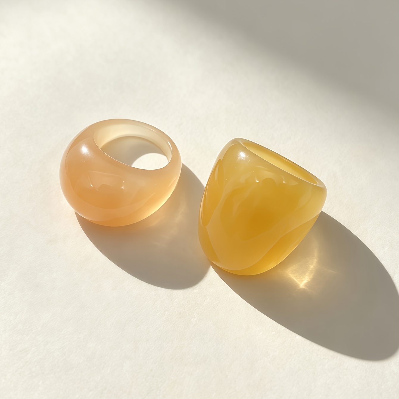 7pcs Fashion Yellow Geometry Resin Rings Set for Women