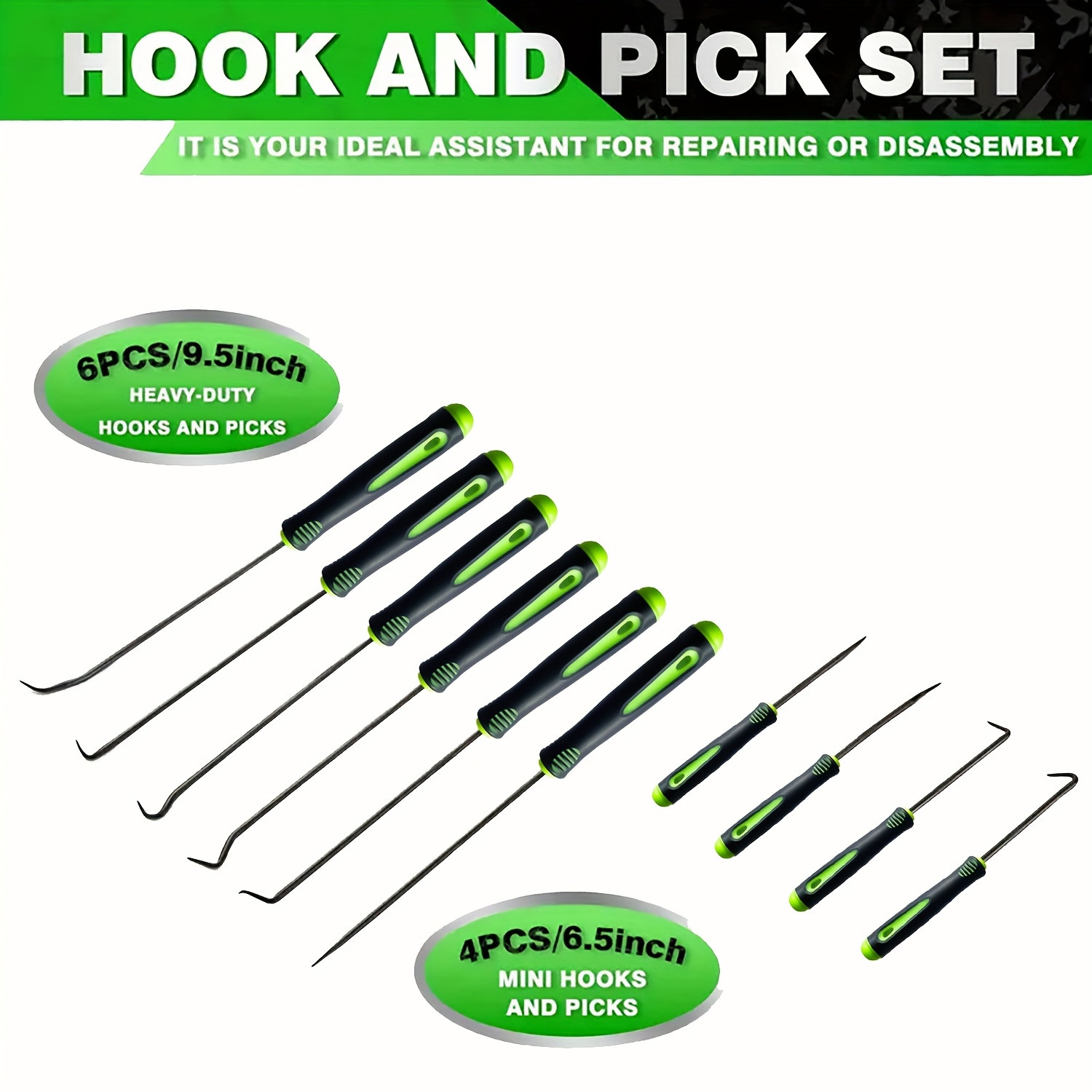 TEMU 10pcs Pick And Hook Set, Automotive Automobile Oil Seal/o-ring Gasket Pick Mini Hook Puller