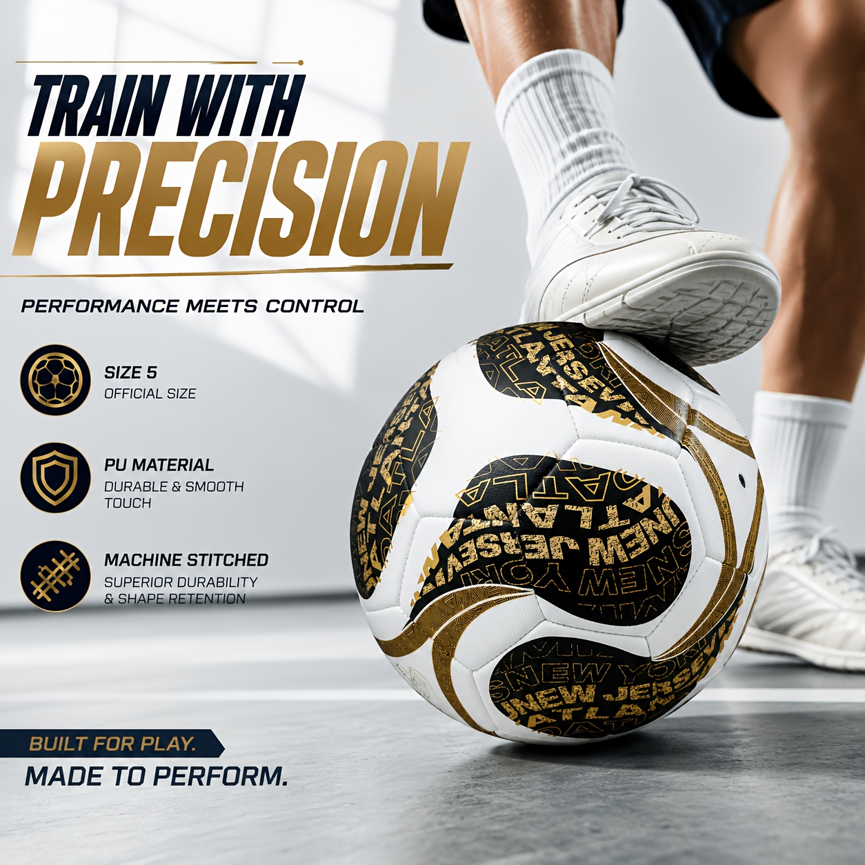 TEMU Size 5 Pu Soccer Ball, Machine Stitched Football With Durable Composite Pu Surface, Stable Touch, Wear Resistance And Long-, Indoor Match