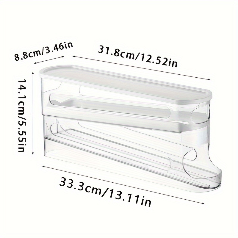 [automatic Egg Storage] 1pc Automatic Double-layer Sliding , 12-14 Eggs Capacity - Design Organizer - Kitchen Essential Egg Storage Solution And Refrigerator Space- Egg Rack